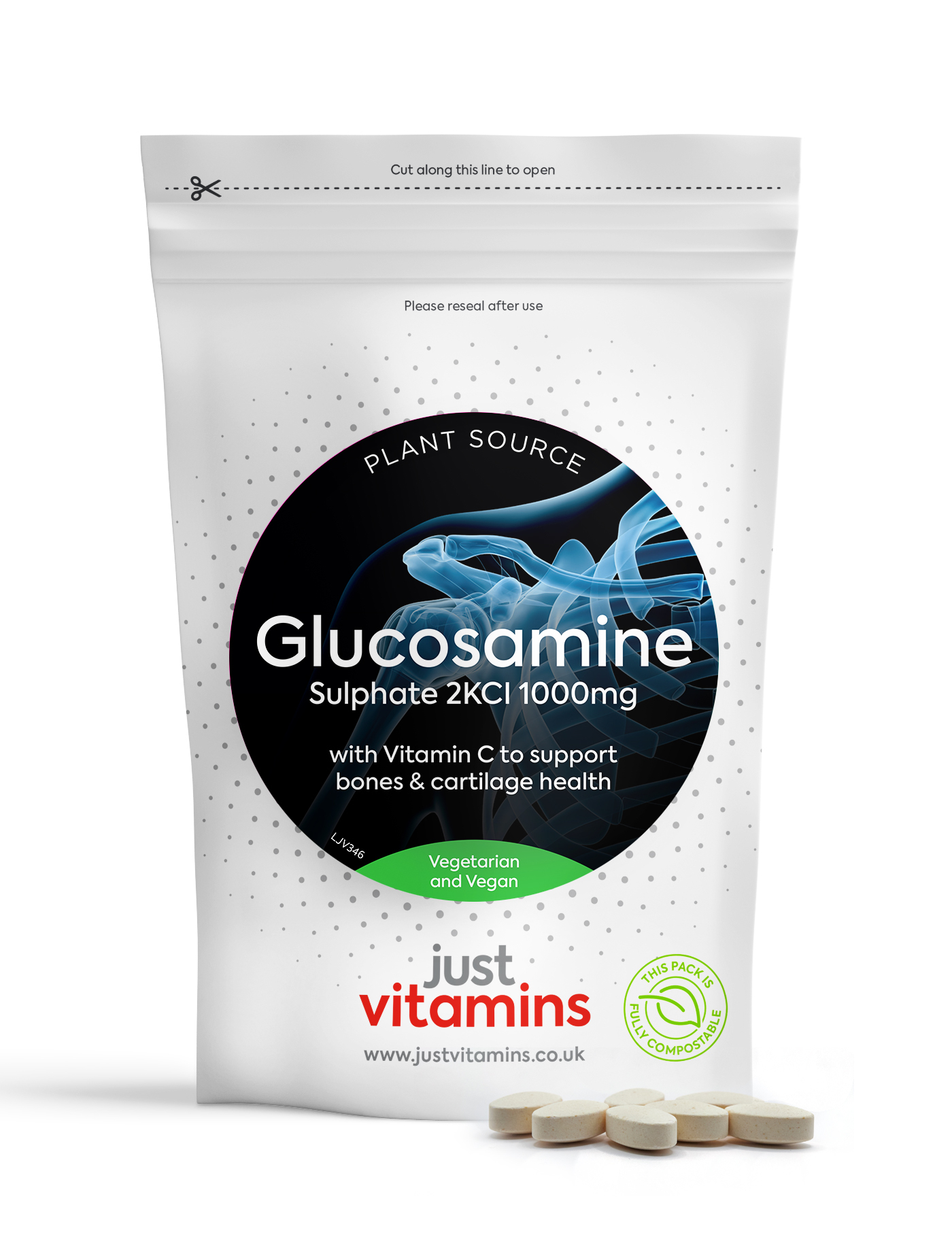 Glucosamine Sulphate 2KCl 1000mg with Vitamin C - 180 Tablets
